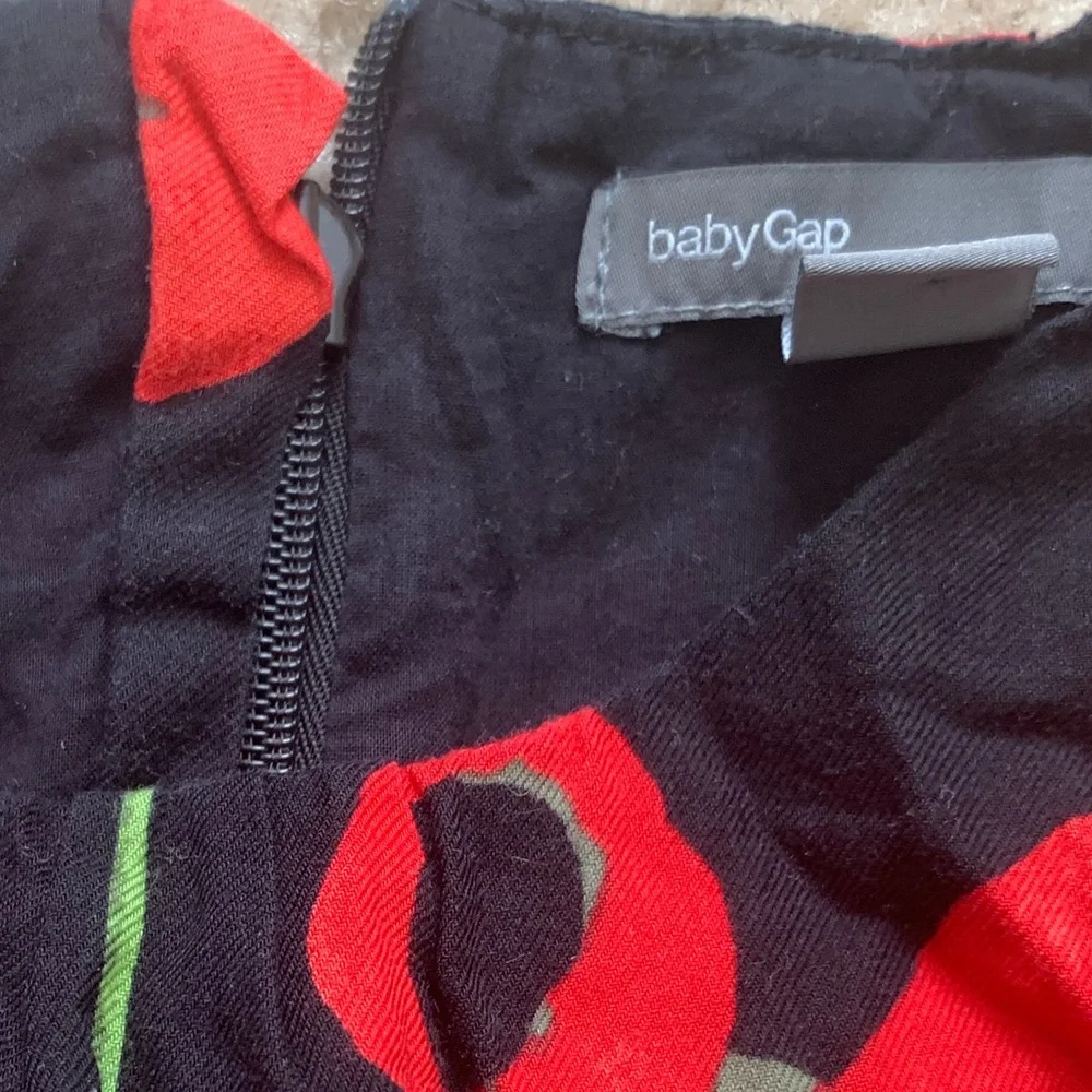 Baby Gap Red And Olive Floral Cotton Dress Size 3T
